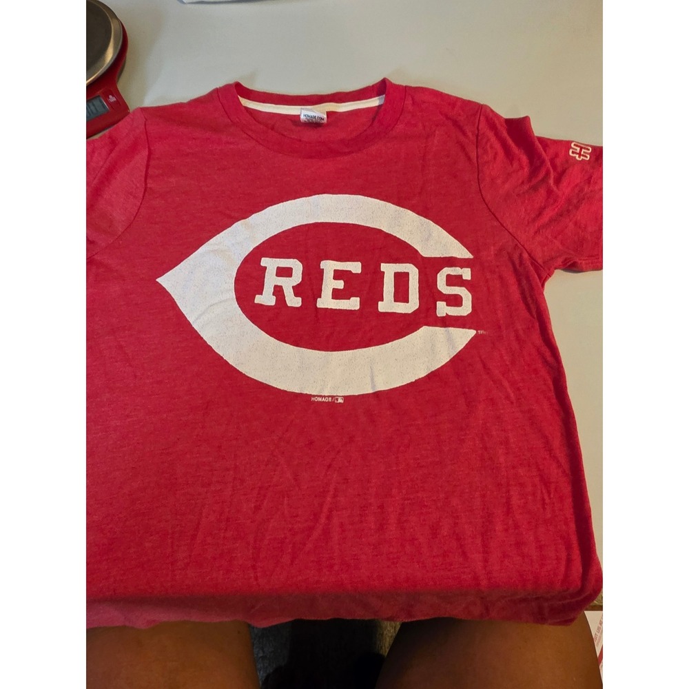 Homage Cincinnati Reds Graphic T-Shirt Red Heathered Logo Tee Womens XS MLB